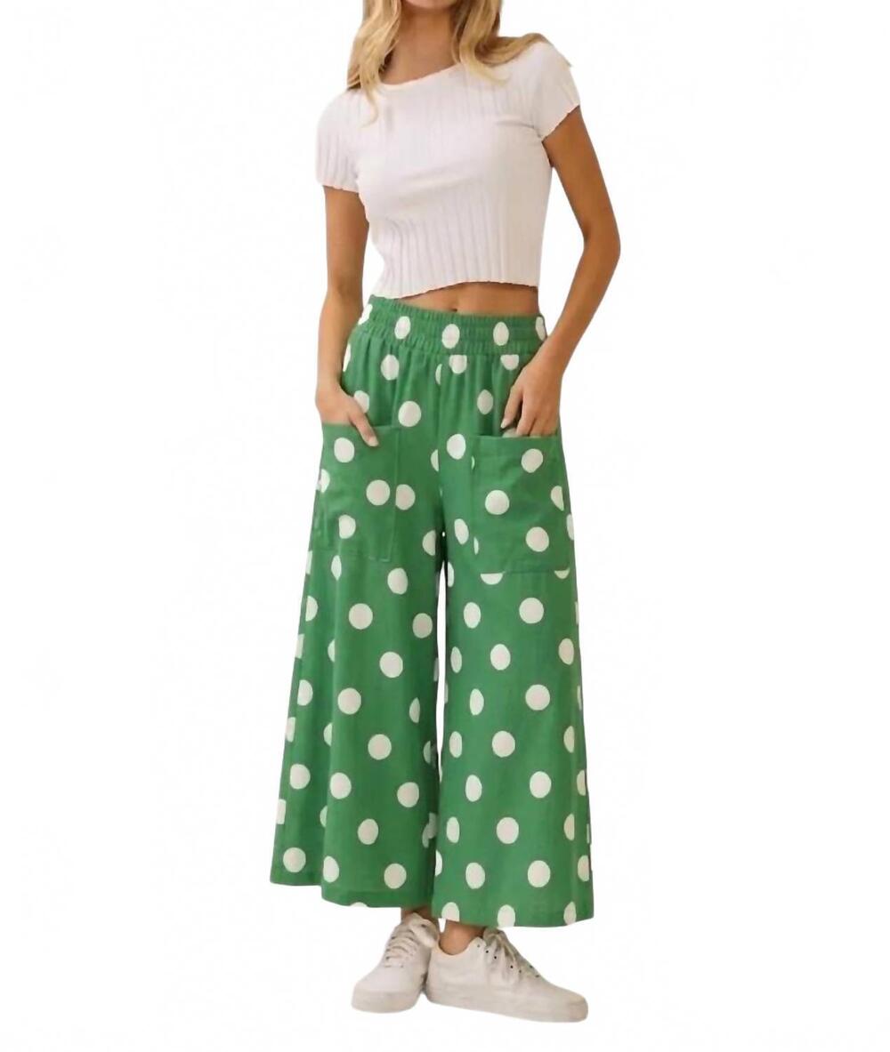 NEW ODDI pastures polka dot pull on pants in green